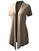 B.I.L.Y BILY Women's Classic Asymmetrical Front Short-Sleeve Drape Cardigan Stone XX-Large