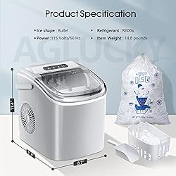 AGLUCKY Ice Makers Countertop,Portable Ice Maker