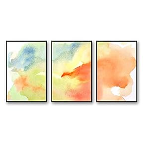3 Piece Framed Canvas Home Artwork Decoration Watercolor Sfumato Canvas Wall Art for Living Room, Bedroom - 16"x24"x3 Panels