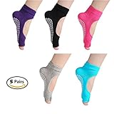 Yoga Socks Toeless Non Slip Skid Pilates Grippy Barre Cotton Sock for Women Pack of 4