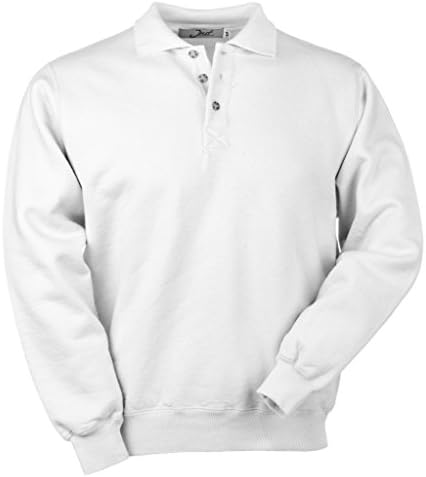 JustSweatshirts Men's 100% Cotton Polo Sweatshirt with Buttons White Medium