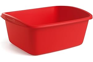 Tribello Plastic Wash Tub Dishpan Basin and Foot Bath for Soaking Feet, Laundry Hand Wash Bucket, Dish Pans for Washing and Storage Cleaning Supplies - 12 Quarts - Heavy Duty - Made in USA (Red)
