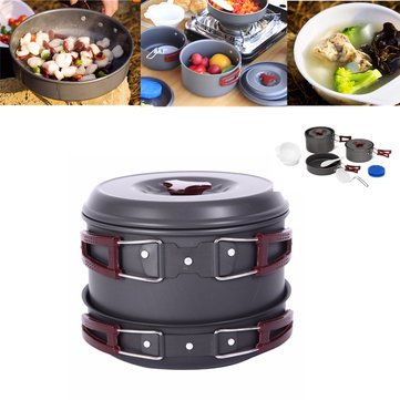 Bivouacking - Sports & Outdoor - 2-3 Persons Picnic Pot Set Non-Stick Pots Pans Bowls Portable Outdoor Camping Hiking Cookware Cookware Tenting Portable Cooking Utensil Lawn Bowling - 1PCs