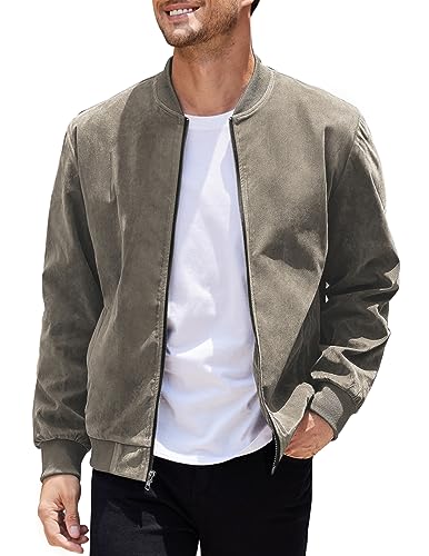 COOFANDY Mens Casual Bomber Jacket Vintage Zip-Up