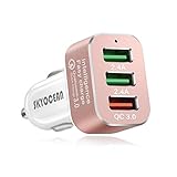 Skyocean USB Car Charger For Women & Girls 42W 3 Ports with Quick Charge 3.0 Universal QI Fast Car Phone Charger for Apple iphone 5 6 6s 7 Plus Samsung S8 S7 S6 Edge LG Nexus iPad Tablet (Rose Gold)