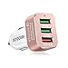 Car Charger with Quick Charge 3.0 Skyocean 42W 3-Ports Fast USB Charger Adapter for S7/S6/S6 Edge iphone LG G5 Nexus 6P/5X HTC and More (Rose Gold)