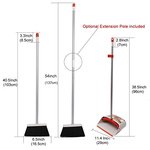 image for TreeLen Dust Pan and Broom/Dustpan Cleans Broom Combo with 40