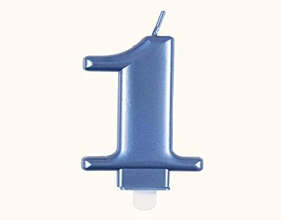 Unique Dazzling Metallic Blue Number 1 Birthday Candle - 1 Pc