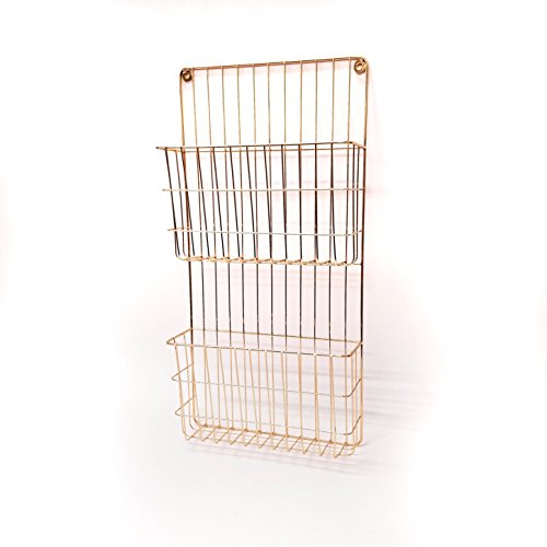 Designstyles Copper Plated 2 Tier Metal Wall File Holder