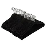 Juvale Velvet Hangers with Accessory Bar - for Shirts, Dresses, and Delicate Clothing - Non-Slip Velvety Smooth Texture - Slim Space Saving Design- Black- 50 Pack - 18 Inches