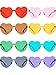 8 Pairs Heart Shaped Sunglasses Rimless Candy Color Party Heart Glasses Love Frameless Tinted Eyewear for Women Men, 8 Colors