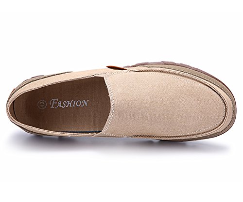 BEFAiR Men's Canvas Shoes Vintage Comfort Casual Slip On Loafers Walking Sneakers Breathable Shoes (11 D(M) US, Khaki2)