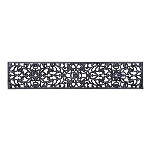 48"W Set of 3 Extra Wide Elegant Outdoor Black Scrollwork Rubber Non