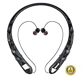 Bluetooth Headphones Bluenin Wireless Headphones Neckband Retractable Earbuds Noise Cancelling Stereo Headset Sport Sweatproof Earphones with Mic for iPhone Andriod Cell Phone Tablets TV (Black)