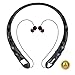 Bluetooth Headphones Bluenin Wireless Headphones Neckband Retractable Earbuds Noise Cancelling Stereo Headset Sport Sweatproof Earphones with Mic for iPhone Andriod Cell Phone Tablets TV (Black)