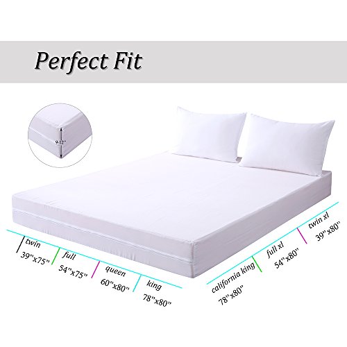 DOWNCOOL Zippered Mattress Encasement Cover Include 2 Bonus Pillowcase