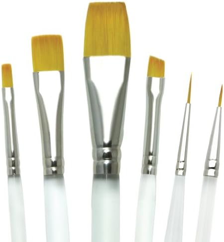 Royal & LangnickelAqualon 6pc Decorative Painting Brush Set, Includes - Wash, Liner, Angular & Shader Brushes