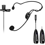 Wireless Microphone System,KIMAFUN 2.4G Wireless Microphone Transmitter/Receiver Set with Headset /Lavalier Lapel Mics, Ideal for Teaching, Weddings,Presentations,School Play,G102