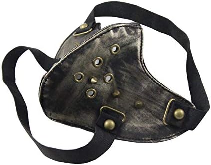 Oudeer Steampunk Half Face Leather Rivet Sports Gothic Protective Cosplay Motorcycle Biker Vintage Mask