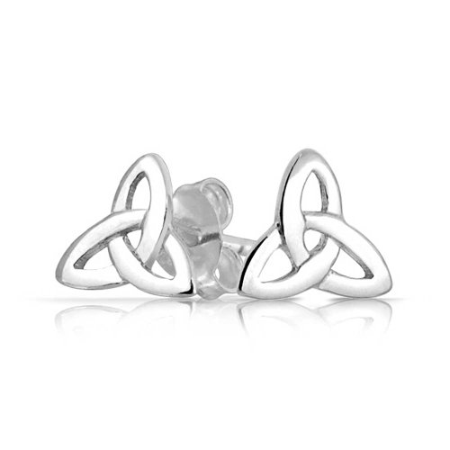 Polished Celtic Trinity Knot Stud earrings 925 Sterling Silver 12mm
