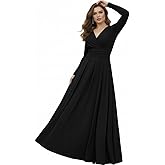 KOH KOH Womens Sleeve Elegant Modest Semi Formal Pleated Skirt Maxi Dress