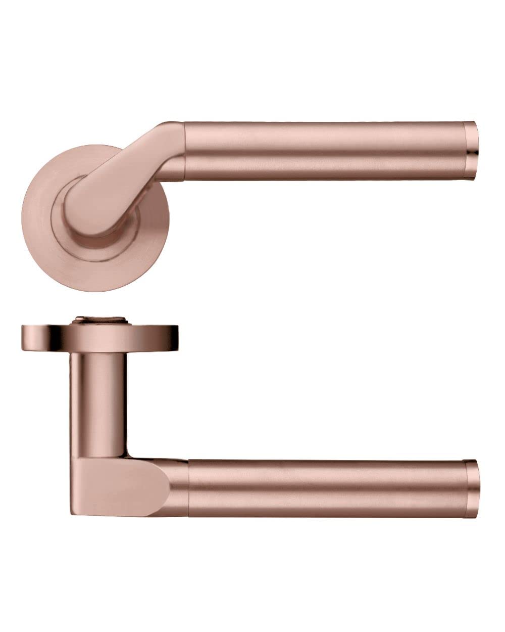 Stanza Venus Lever Handle on Round Rose, Premium Tuscan Rose Gold Finish | Elegant Design, Rose 50mm Size, Concealed Fixings, Ideal for Interior Doors