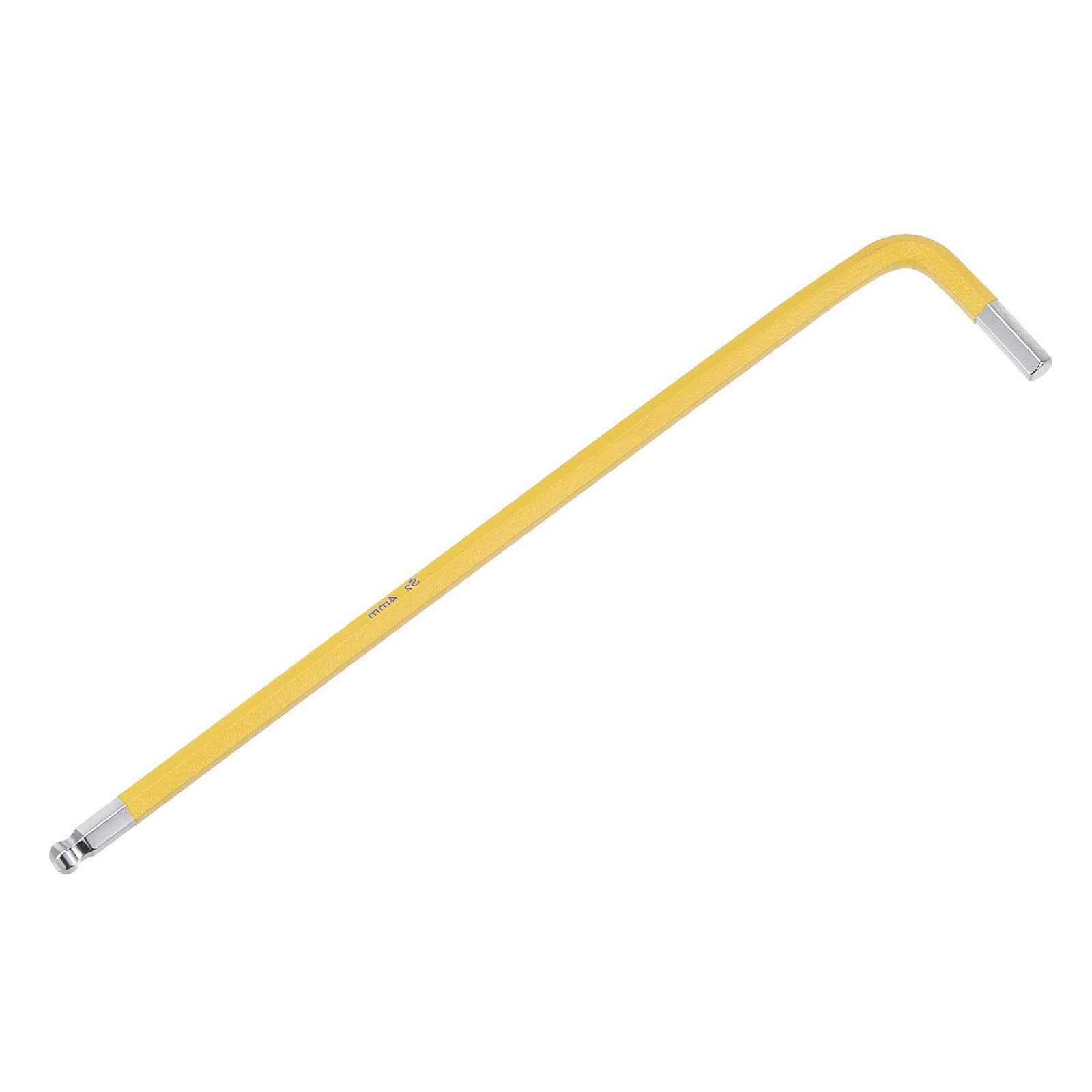 Unifizz 4mm Ball End Hex Key Wrench, L Shaped Long Arm Allen Wrench S2 Steel Repairing Tool 2 Pcs