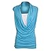 Oops Outlet Women's Ruched Cowl Neck Vest 2 In 1 Sleeveless Jersey Tank Top