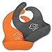 Happy Healthy Parent Silicone Baby Bibs Easily Wipe Clean - Comfortable Soft Waterproof Bib Keeps Stains Off, Set of 2 Colors (Orange/Gray)