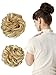 REECHO Thick 2PCS Updo Messy Hair Bun Curly Wavy Ponytail Extensions Hairpieces Hair Scrunchies for Women Girls Color Light Golden Blonde with Bleach Blonde Highlights