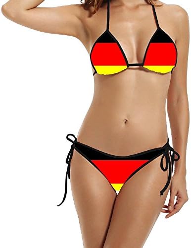 Hotgirl4 Women Retro Flag Of Germany Bikini Set Swimwear Black 1 Size