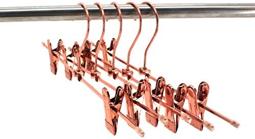 Koobay Rose Gold Copper Metal Pants Trousers Skirt Adult Adjustable Clips Bottom Cloth/Coat Hangers 11.8" 10packs