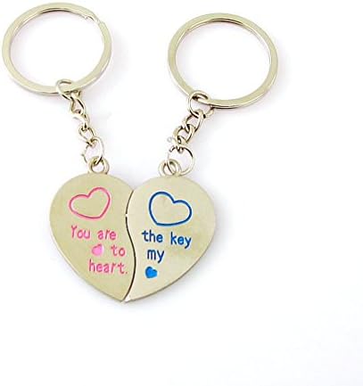 Jewelryfinds Korean Fashion Couple Pendant Heart Shape Best Gift Eternal Love Key Chain