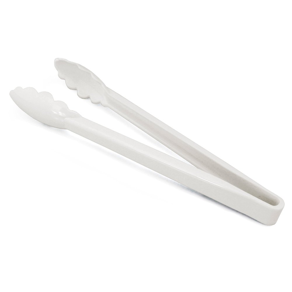 New Star Foodservice 35551 Scalloped Tongs, Plastic, White