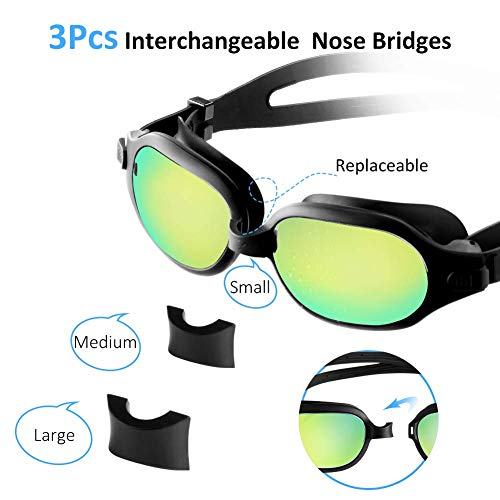Aquior Swim Goggles, Streamlined Design Glass Leakproof Anti Fog UV Protection with Soft Silicone Nose Bride, Sport Goggles, Swimming Glass for Adult Youth Men Women