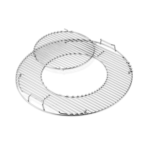Weber Grillroste Edelstahl fuer 57 cm Holzkohlegrills - Gourmet BBQ System, pflegeleicht, rostfrei und mit GBS-Einsatz fuer Zubehoer – Silber (8843)