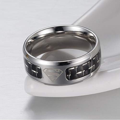YOYOYAYA Ring Male Titanium Steel Superman Carbon Fiber Stainless Steel Female Couple Jewelry