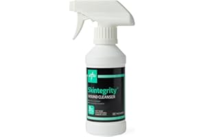 Medline Skintegrity Wound Cleanser, 8 ounce Spray Bottle, for wound cleaning, debridement, removing protein, pressure injuries, infected wounds, spray can be adjusted from mist to stream