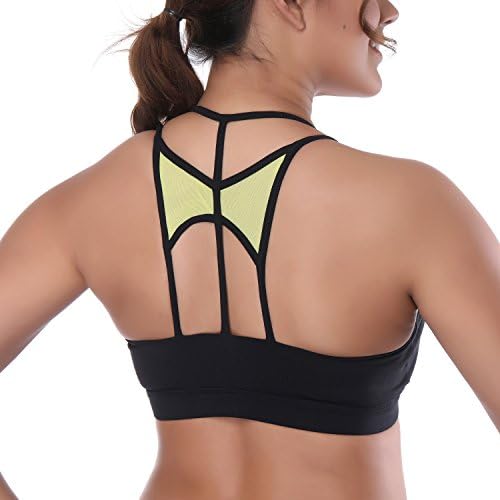 Lecky Sports Bra Criss Cross Strap Removable Padded Workout Yoga Sports Bra Black L