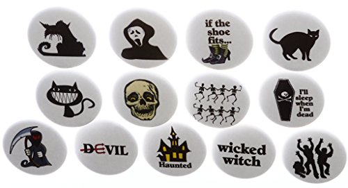 Set 13 Evil Creepy Dark Haunted Halloween 1.25" Pinback Buttons Pins Devil Ghost