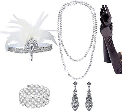 qanyue 1920s Flapper Headband, The Great Gatsby Headpieces for Women, Roaring 20s Costume Accessories