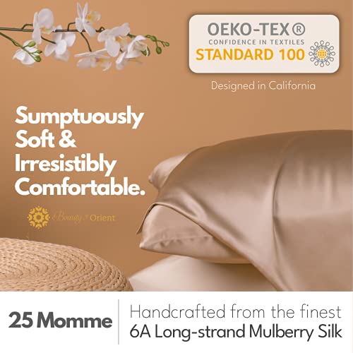 BEAUTY OF ORIENT 25 Momme, 100 Pure Mulberry Silk Pillowcase for