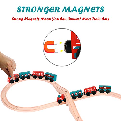 umu Wooden Train Set for Toddlers Toys for Kids Compatible to