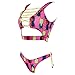 xlskA Women's Two Piece African Bikini Set Print Padded Lace up High Cut Thong Swimsuit Bottoms (Pink, XL)