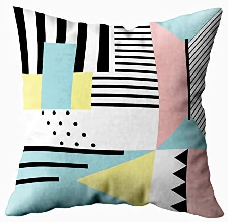 TOMKEY Cusion Pillow Cover, Hidden Zippered 20X20Inch Geometric Pattern in Modern Abstract Style Decor Throw Cotton Pillow Case Cushion Cover for Home Decor
