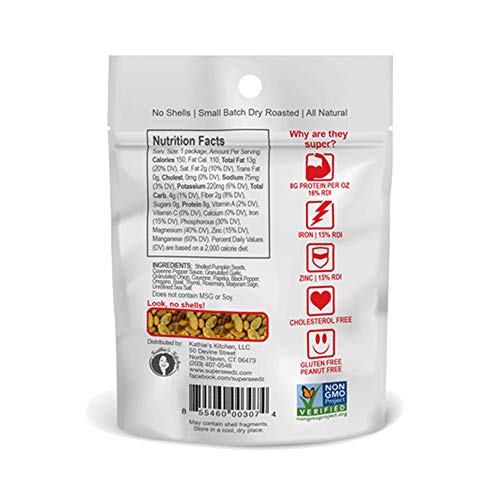 SuperSeedz Somewhat Spicy Gourmet Pumpkin Seeds Keto Friendly Snack 1 Oz. (Pack of 6)