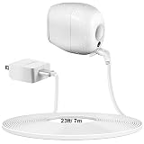 23 ft/ 7 m Weatherproof Flat Power Cable with Power Adapter Compatible with Arlo Pro, Arlo Pro 2, No Need to Charge The Batteries (White)