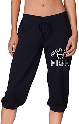 Shut Up Fish Women's 3/4 Length Stretchy Crop Yoga Soft,Silky,lightweight,super Stretchy,dry Fast Leggings French Terry PantsMedium