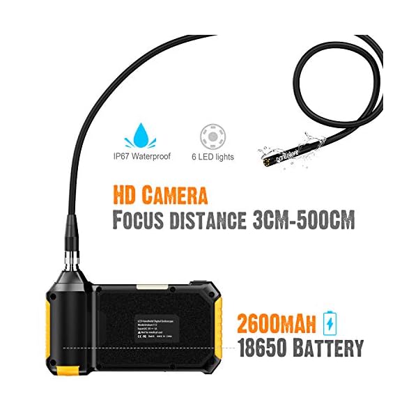 Pancellent Digitales Industrie Endoskop 1920X1080P, Videoscope Endoskop mit wasserdichter IP67-Kameraprüfung, 4,3-Zoll… – Bild 3