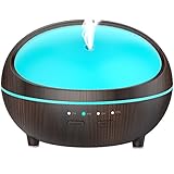 Essential Oil Diffuser, Wood Grain 300ml Aromatherapy Diffuser for Essential Oils Cool Mist Humidifier with Timer Set Auto Shut off 7 Color light Ultrasonic Aroma Diffuser for Baby Bedroom Home Office